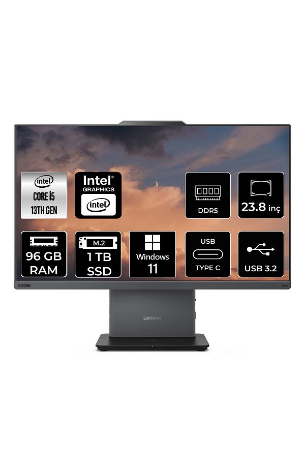 LENOVO ThinkCentre Neo 50a G5 i5 13420H 96GB DDR5 1TB SSD 23.8" FHD W11P All in One & PER4 Bellek