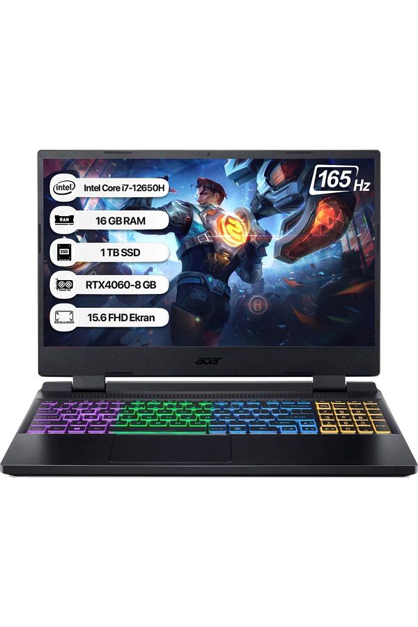 ACER Nitro 5 Intel Core I7 12650h 16gb 1tb Ssd Rtx4060-8gb Dos 15.6" 165 Hz Notebook Nh.qm0ey.00b/16