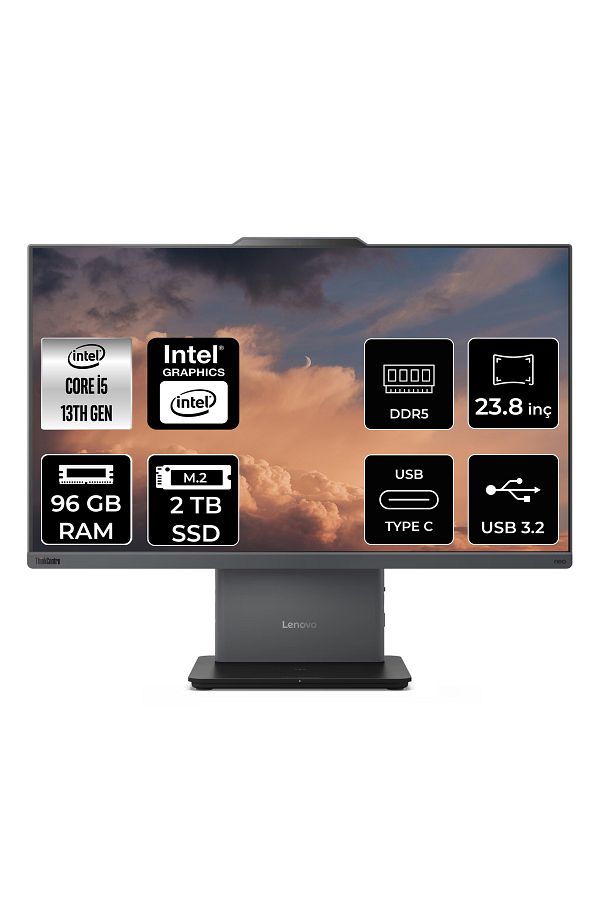 LENOVO ThinkCentre Neo 50a G5 i5 13420H 96GB DDR5 2TB SSD 23.8" FHD FDOS All in One & PER4 Bellek