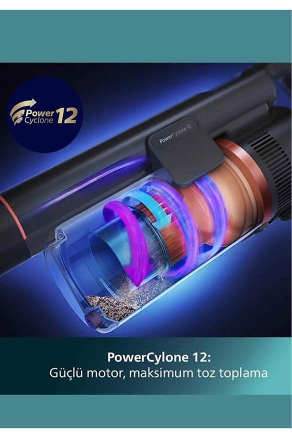 Philips 8000 Serisi Aqua Plus Kablosuz Dik Süpürge, 25.2 V, 80 dk'ya kadar Çalışma Süresi, XC8053/01 - Görsel 5