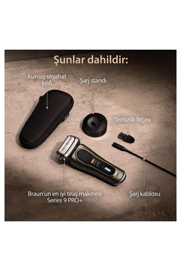 Braun Series 9 Pro Elektrikli Tıraş Makinesi, Şarj Standı, Islak Ve Kuru, 9519s, Altın Rengi - Görsel 6
