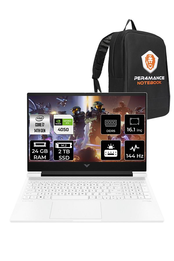 HP Victus 16 i7 14700HX 24GB 2TB SSD RTX4050/6GB 16.1" FHD 144Hz FDOS Gaming Laptop & PER4 Çanta