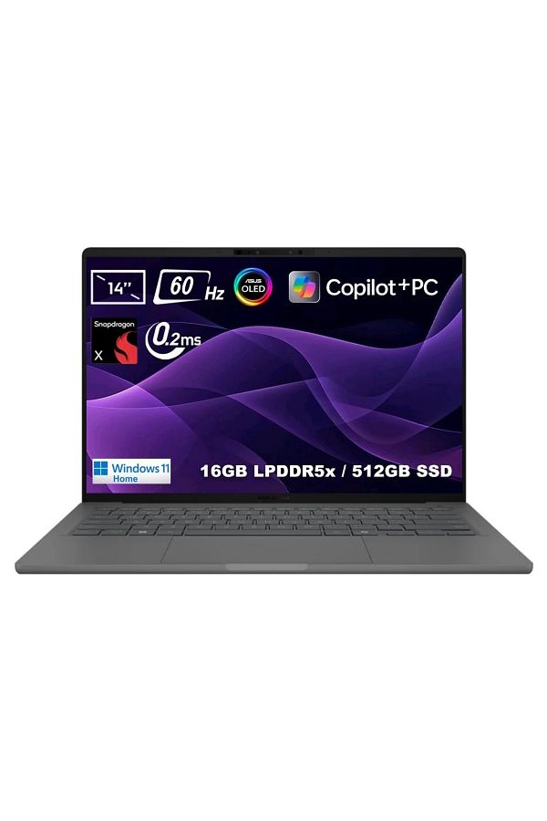 ASUS Zenbook 14 Ux3407qa-qd381w Snapdragon 16gb Lpddr5x 512gb Ssd 14 Inç 60hz Oled W11 Home Laptop