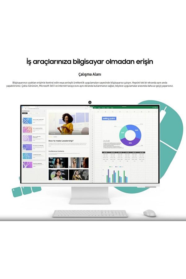 Samsung 109 Ekran 43" Inç 4k Uhd Hdr10 3840 X 2160 Wi-fi ,hdmı Type-c Bağlantı Akıllı Smart Slim Monitör - Görsel 5