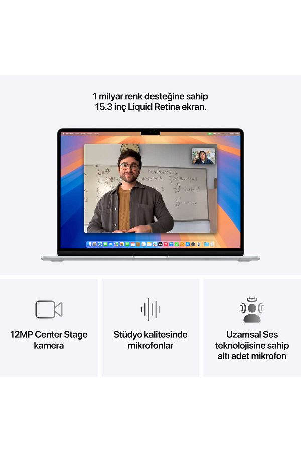 Apple 15" MacBook Air: Apple M4 chip with 10-core CPU and 10-core GPU, 16GB, 512GB SSD - Gümüş - Görsel 5