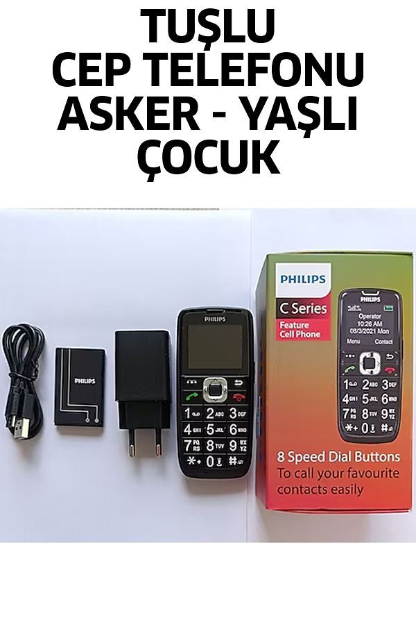 Philips Tuşlu Cep Telefonu Asker, Yaşlı, Çocuk Büyük Harfler, Hızlı Arama, Type C Şarj, El Feneri - Görsel 6