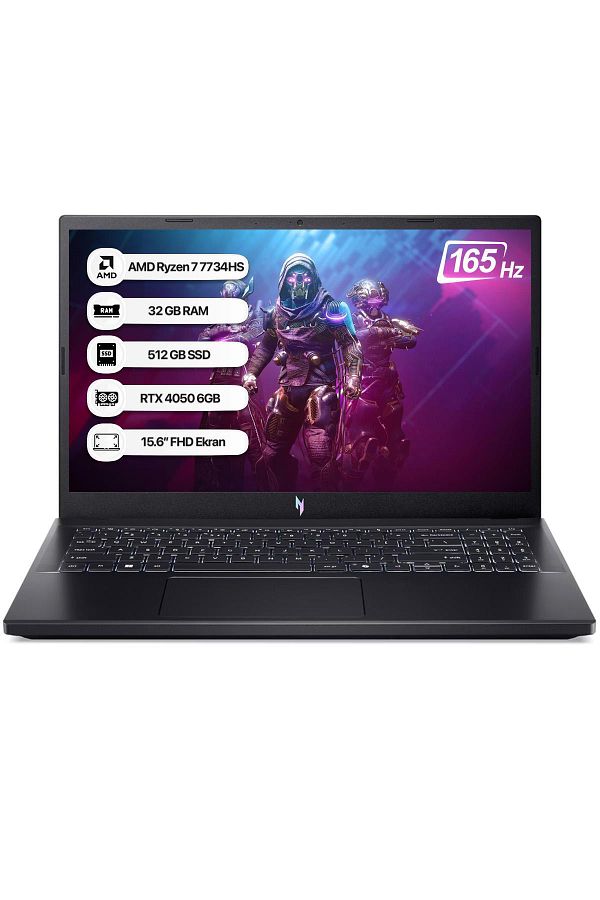 ACER Nitro V15 NH.QSGEY.004-32 R7 7735HS 32GB 512GB SSD RTX4050-6GB Freedos 165Hz 15.6" Taşınabilir