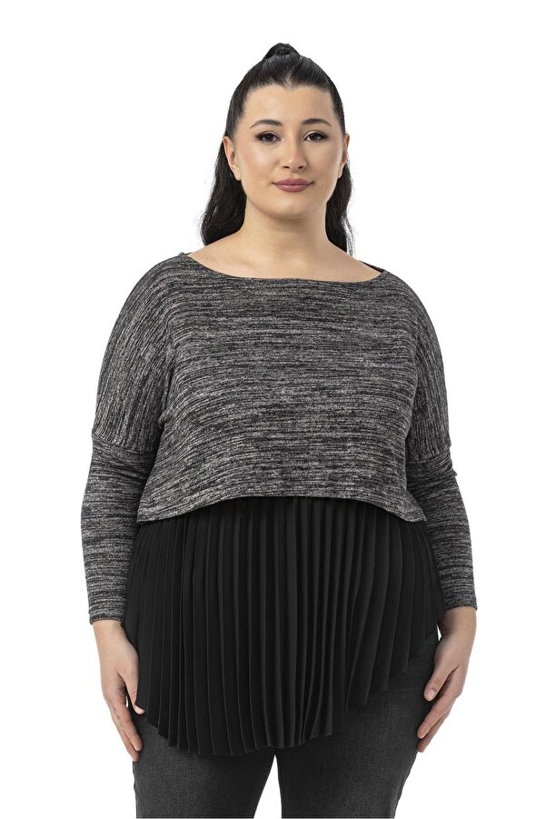 Plissé Detail Elastic-waist Shirt Skirt — Black