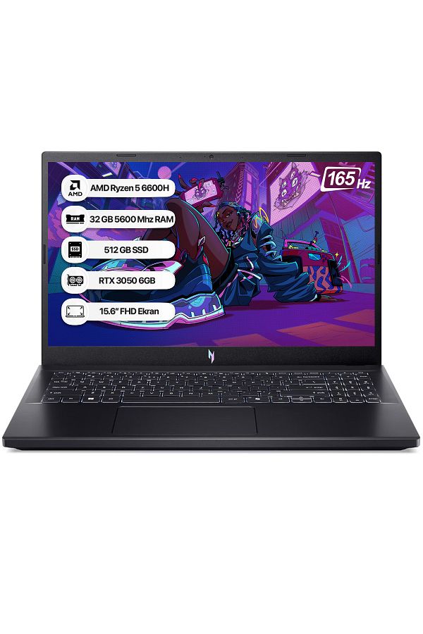 ACER Nitro V15 NH.QSHEY.005-32 Ryzen5-6600H 32GB 512GB SSD RTX3050-6GB 15.6" 165Hz Freedos Notebook