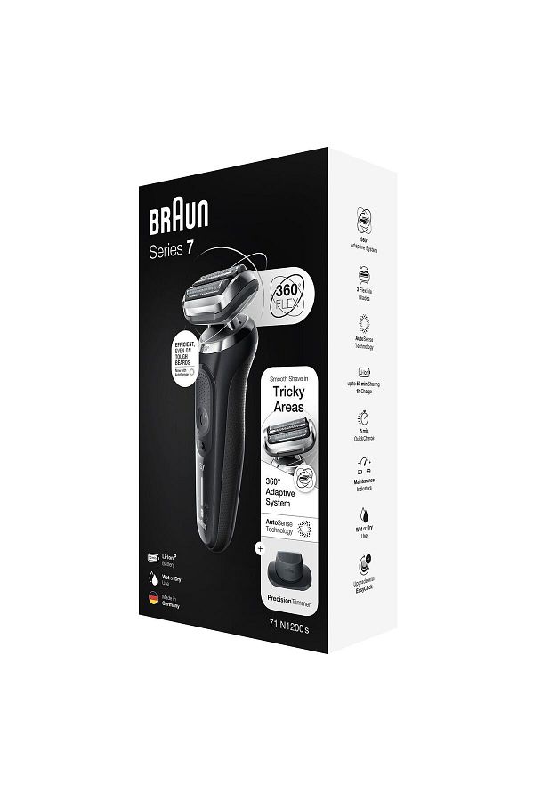Braun Yeni Seri 7 N1200s Kablosuz Tıraş Makinesi, Autosense, 360° Flex, Easyclick, Islak & Kuru - Görsel 7