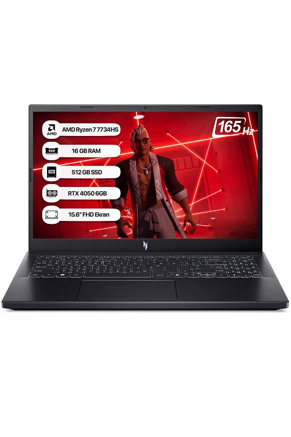 ACER Nitro V15 NH.QSGEY.004 R7 7735HS 16GB 512GB SSD RTX4050-6GB Freedos 165Hz 15.6" Taşınabilir Bil