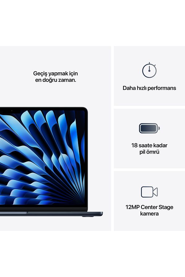 Apple 13" MacBook Air: Apple M4 chip with 10-core CPU and 10-core GPU, 16GB, 512GB SSD - Gece Yarısı - Görsel 10