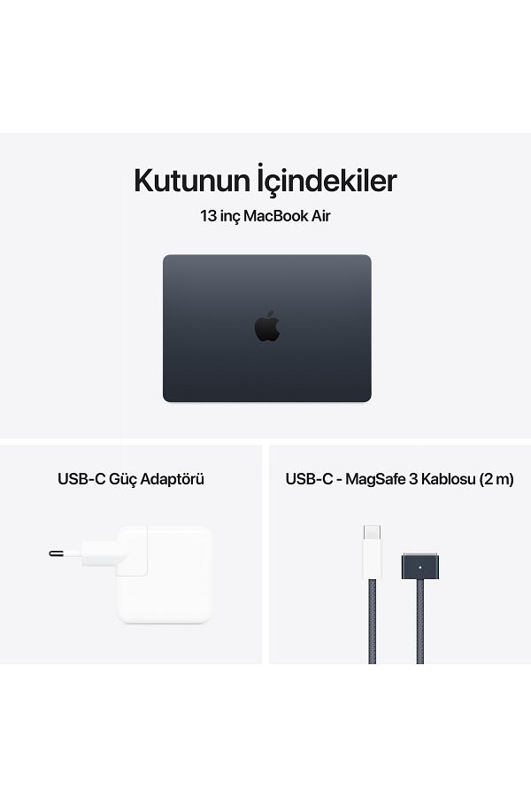 Apple 13" MacBook Air: Apple M4 chip with 10-core CPU and 8-core GPU, 16GB, 256GB SSD - Gece Yarısı - Görsel 11