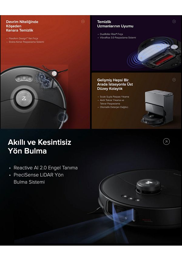 Roborock 10000pa Ultra Emiş Güçlü Premium Robot Süpürge Ekstra Kenar Temizleme Sistemi - Görsel 2