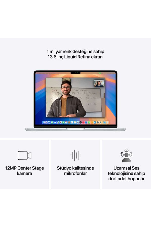Apple 13" MacBook Air: Apple M4 chip with 10-core CPU and 10-core GPU, 16GB, 512GB SSD - Gümüş - Görsel 5
