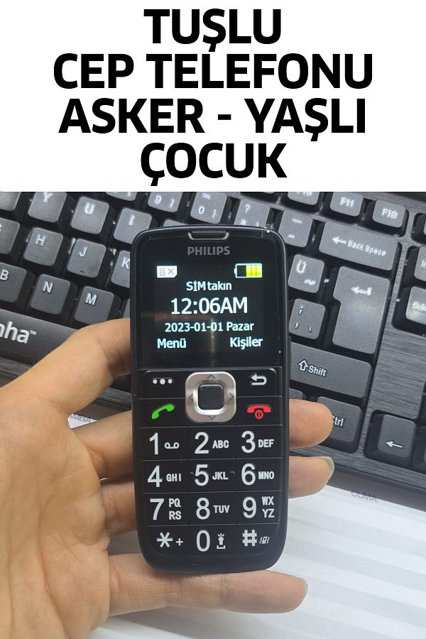 Philips Tuşlu Cep Telefonu Asker, Yaşlı, Çocuk Büyük Harfler, Hızlı Arama, Type C Şarj, El Feneri