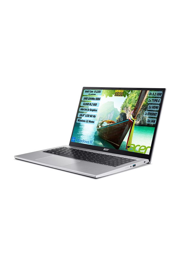 ACER Aspire 3 I5-1235U 16 GB 512 GB SSD 15,6" FHD IPS W11 Gümüş NX.K6TEY.002+165 - Görsel 3