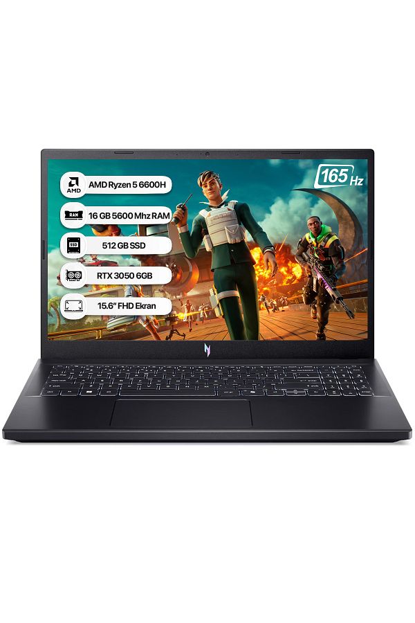 ACER Nitro V15 NH.QSHEY.005-16 Ryzen5-6600H 16GB 512GB SSD RTX3050-6GB 15.6" 165Hz Freedos Notebook