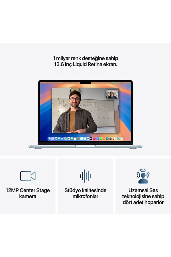 Apple 13" MacBook Air: Apple M4 chip with 10-core CPU and 8-core GPU, 16GB, 256GB SSD - Gök Mavisi - Görsel 5