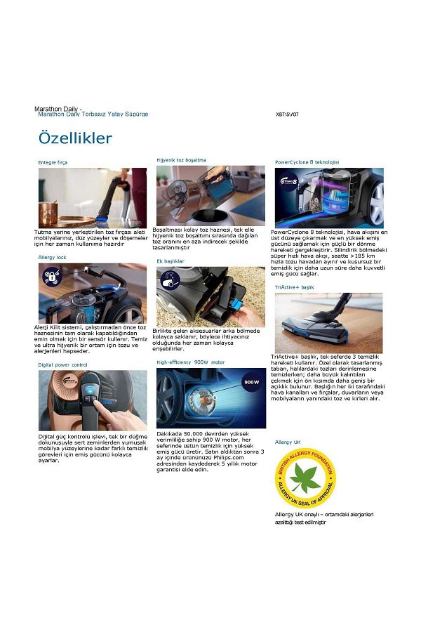 Philips Xb7151/07 7000 Serisi Power Cyclone Toz Torbasız Süpürge - Görsel 2