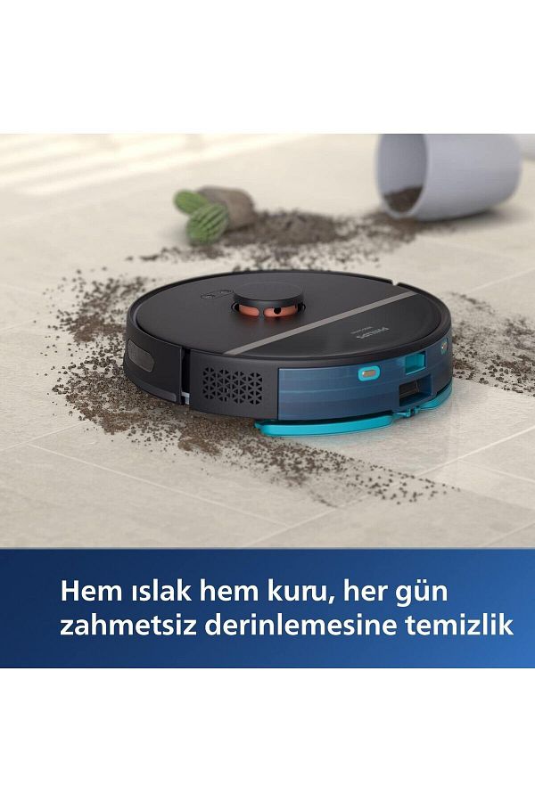 Philips 4000Pa Ultra Yüksek Emiş Güçlü 3ü 1 Arada Islak Kuru ve Moplu Premium Robot Süpürge, HEPA Filtreli - Görsel 4