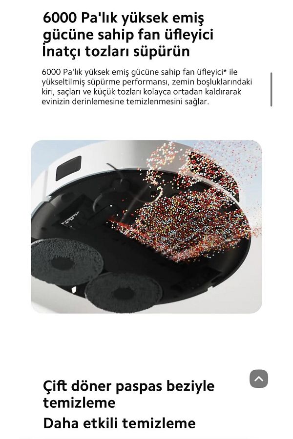 Xiaomi Otomatik Halı Tanııma Mop Kaldırma Vacuum S20+ Plus 6000PA Yüksek Güçlü Robot Süpürge - Görsel 3