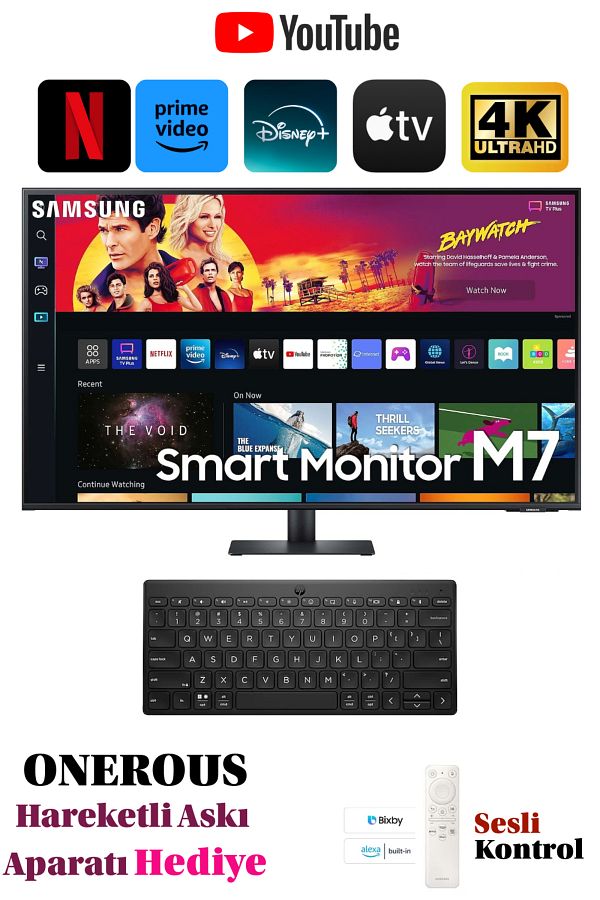 Samsung Kablosuz Klavye + SAMSUNG 109 EKRAN 43"  Wi-fi kablosuz Görüntü Aktarım Akıllı Monitör-TV