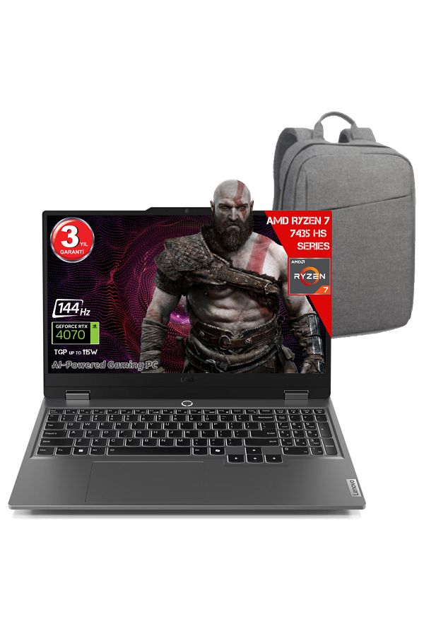 LENOVO Ryzen 7-7435HS 12 GB DDR5 512 GB RTX4070 8GDDR6 15.6 IPS 144Hz FHD Freedos 83JC00FGTR-12512C
