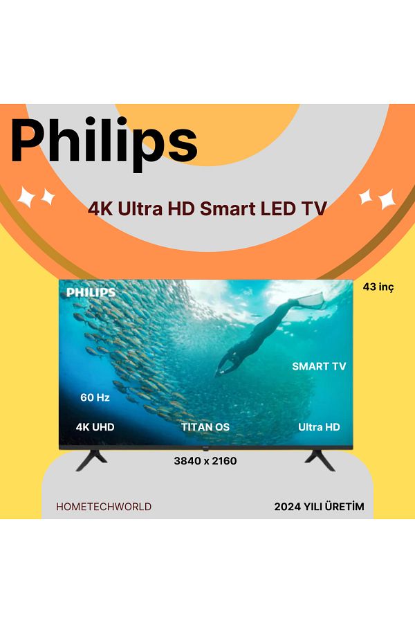 Philips 2024 YILI ÜRETİM 43'' 108 Ekran Uydu Alıcılı 4K Ultra HD Smart LED TV