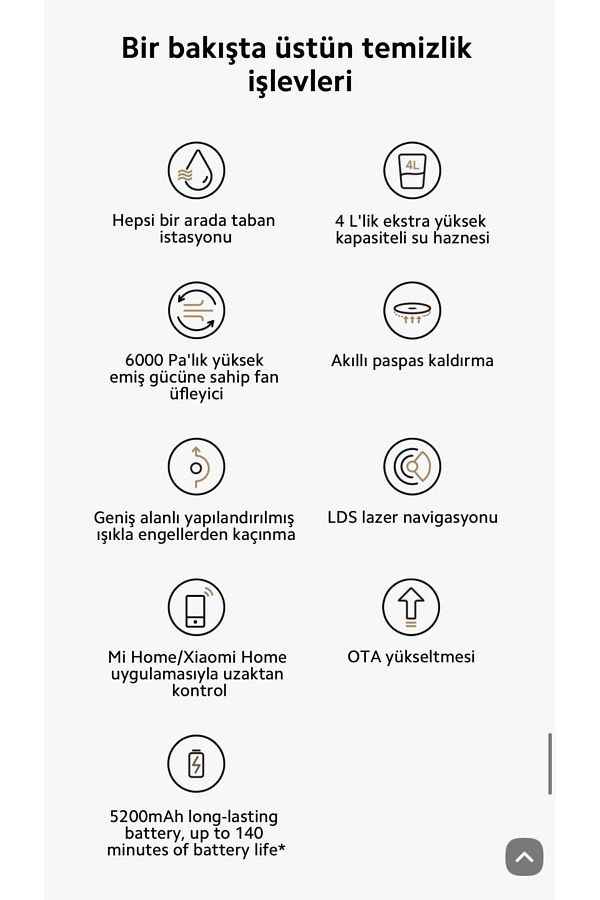 Xiaomi Kendini Temizleyen 6000pa Uyumlu Yüksek Güç Çift Döner Paspaslı Akıllı Robot Süpürgex20plus Hediyeli - Görsel 5