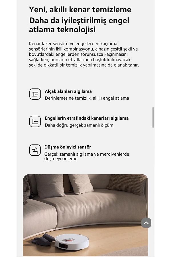 Xiaomi S20+ Plus Akıllı Robot Süpürge 6000Pa Yüksek Çekim Gücü Wİ-Fİ ve Ses İle Kontrol Özellikli - Görsel 2