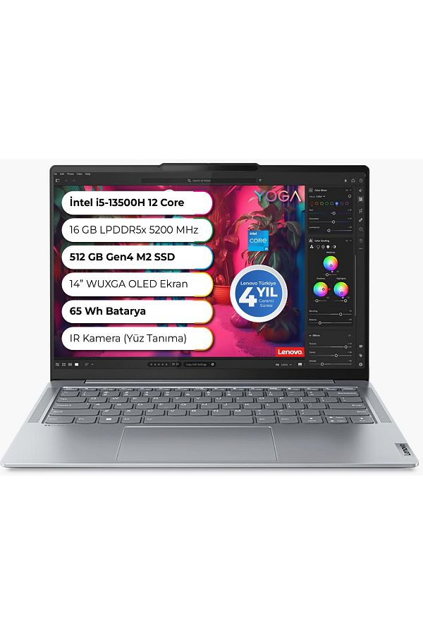 LENOVO Yoga Slim 6 14ırh8 I5 13500h 12core 16gb Lpddr5x 5200 Mhz 512gb M2 Ssd 14" Oled Freedos 83e00060tr