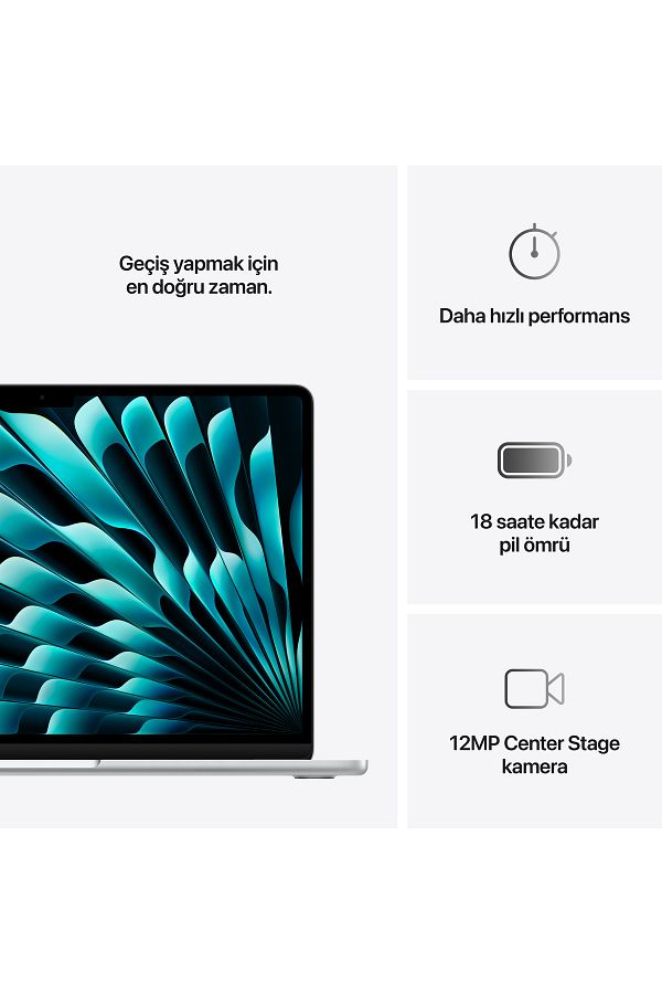 Apple 13-inch MacBook Air: Apple M4 chip with 10-core CPU and 10-core GPU, 24GB, 512GB SSD - Gümüş - Görsel 10