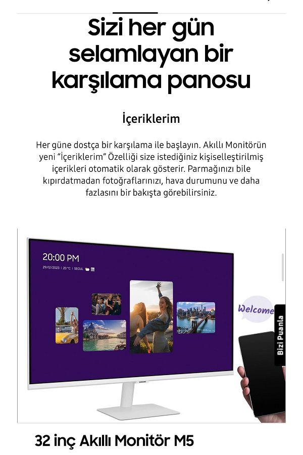 Samsung SMART Monitör TV 32" 80 EKRAN Wi-fi Bağlantı 4ms 60hz 1920 X 1080 SAMSUNG Monitör Tv+Askı Aparatı - Görsel 5
