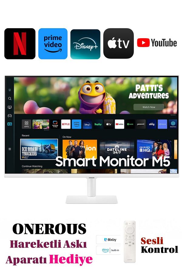 Samsung SMART Monitör TV 32" 80 EKRAN Wi-fi Bağlantı 4ms 60hz 1920 X 1080 SAMSUNG Monitör Tv+Askı Aparatı