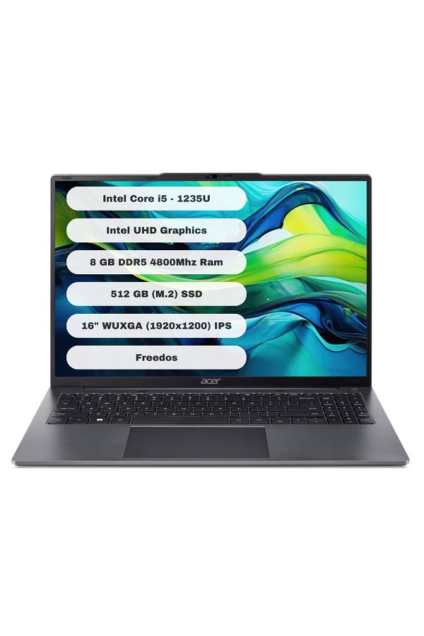 ACER Aspire Lite AL16-51P-580H Intel Core i5 1235U 8GB 512GB SSD Freedos 16" FHD NX.KWZEY.001