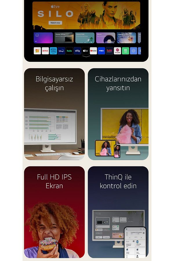LG SMART TV-Monitör 80 Ekran WebOS Akıllı TV Wİ-Fİ Apple-Android Bağlantı IPS 1920x1080 FULLHD - Görsel 2