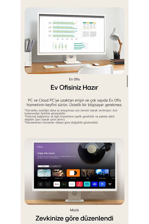 LG SMART TV-Monitör 80 Ekran WebOS Akıllı TV Wİ-Fİ Apple-Android Bağlantı IPS 1920x1080 32SR50F - Görsel 7