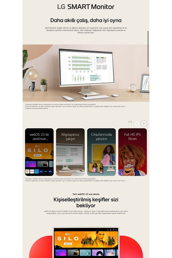 LG SMART TV-Monitör 80 Ekran WebOS Akıllı TV Wİ-Fİ Apple-Android Bağlantı IPS 1920x1080 FULLHD - Görsel 7