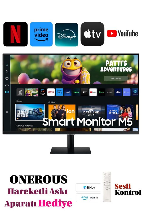 Samsung SMART Monitör TV 32" 80 EKRAN Wi-fi Bağlantı 4ms 60hz 1920 X 1080 SAMSUNG Monitör Tv+Askı Aparatı