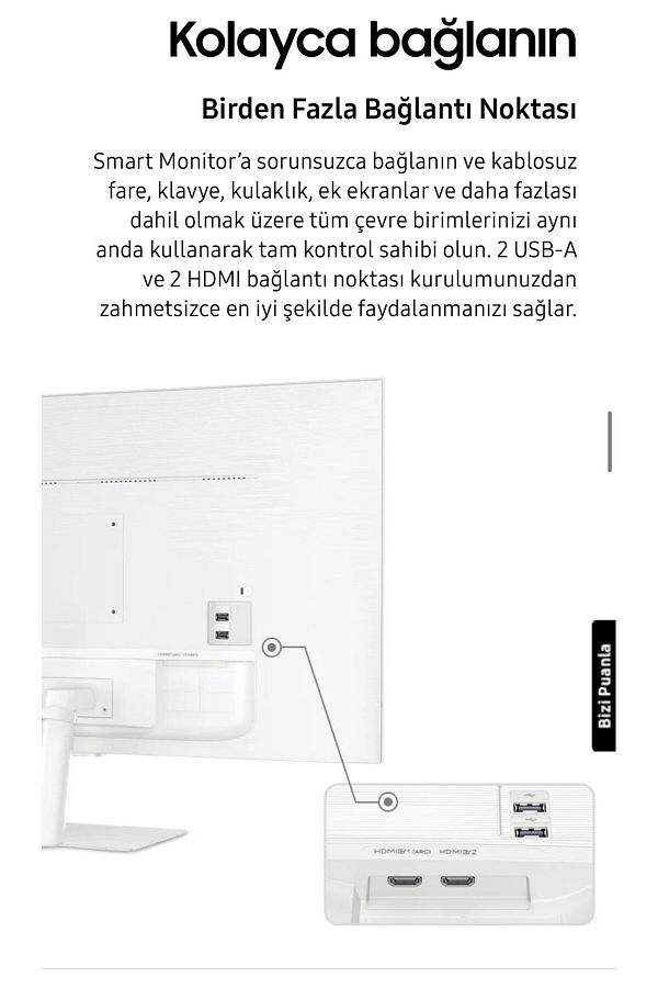 Samsung SMART Monitör TV 32" 80 EKRAN Wi-fi Bağlantı 4ms 60hz 1920 X 1080 SAMSUNG Monitör Tv+Askı Aparatı - Görsel 3