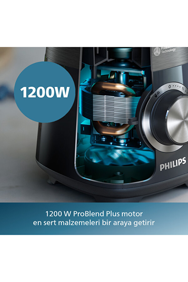 Philips 5000 Serisi Blender 1200W, ProBlend Plus Teknolojisi, 2 Lt Kapasiteli Cam Hazne, HR3030/00 - Görsel 3