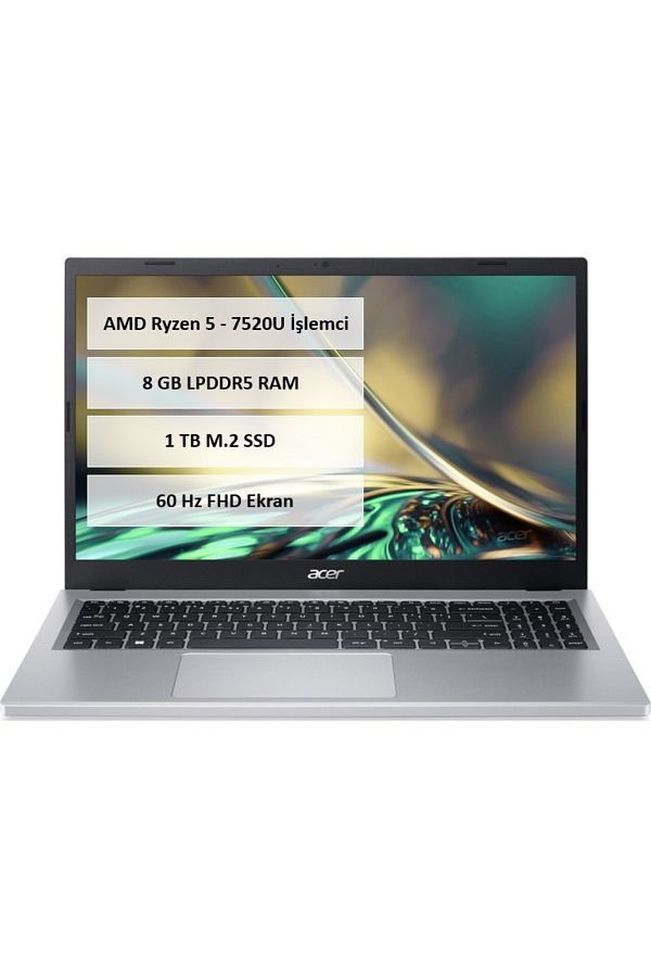 ACER Aspire 3 Ryzen 5 7520U 8GB DDR4 Ram 1TB M.2 SSD 15.6" FHD Freedos A315-24P-R42L-1