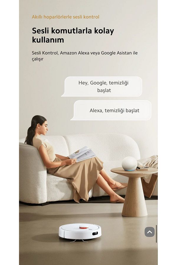 Xiaomi Wİ-Fİ ve Sesli Kontrol 2 si 1 Arada Süpürme ve Paspaslama Özelliğiyle Pratik Temizlik 5000pa Güç - Görsel 5