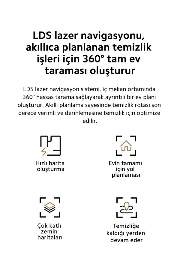 Xiaomi 6000pa Üstün Emiş Gücü Performanslı Wi-fi Akıllı Kontrol Lidar Premium Robot Süpürge - Görsel 5