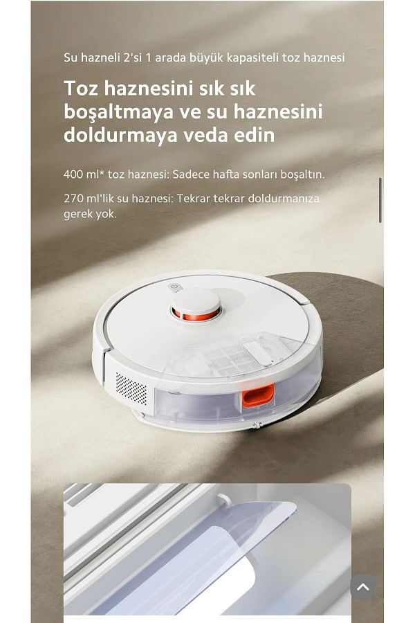 Xiaomi Wİ-Fİ ve Sesli Kontrol 2 si 1 Arada Süpürme ve Paspaslama Özelliğiyle Pratik Temizlik 5000pa Güç