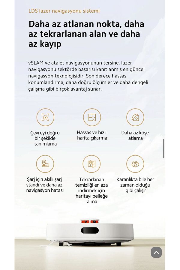 Xiaomi Wİ-Fİ ve Sesli Kontrol 2 si 1 Arada Süpürme ve Paspaslama Özelliğiyle Pratik Temizlik 5000pa Güç - Görsel 3