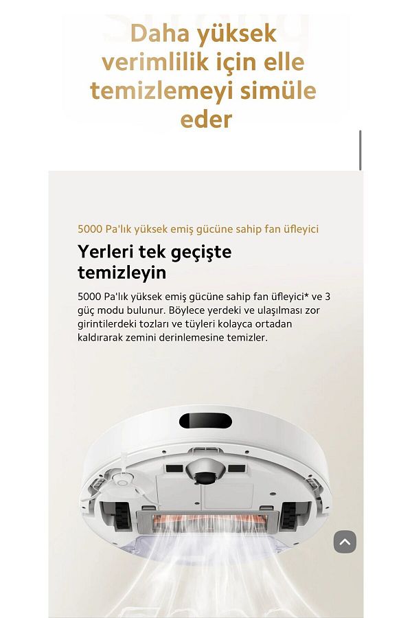 Xiaomi Robot Vacuum S20 5000 Pa Emiş Gücü ve LDS Lazer Navigasyon Akıllı Robot Süpürge Beyaz - Görsel 3