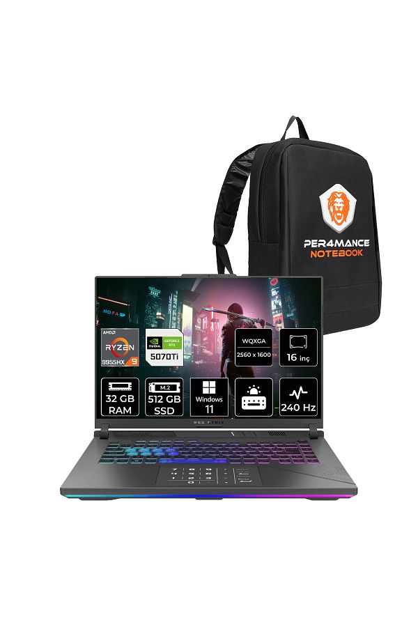 ASUS ROG Strix G16 R9 9955HX 32GB 512GB SSD RTX5070Ti/12GB 140W 240HZ 16'' 2.5K W11P Gaming & PER4