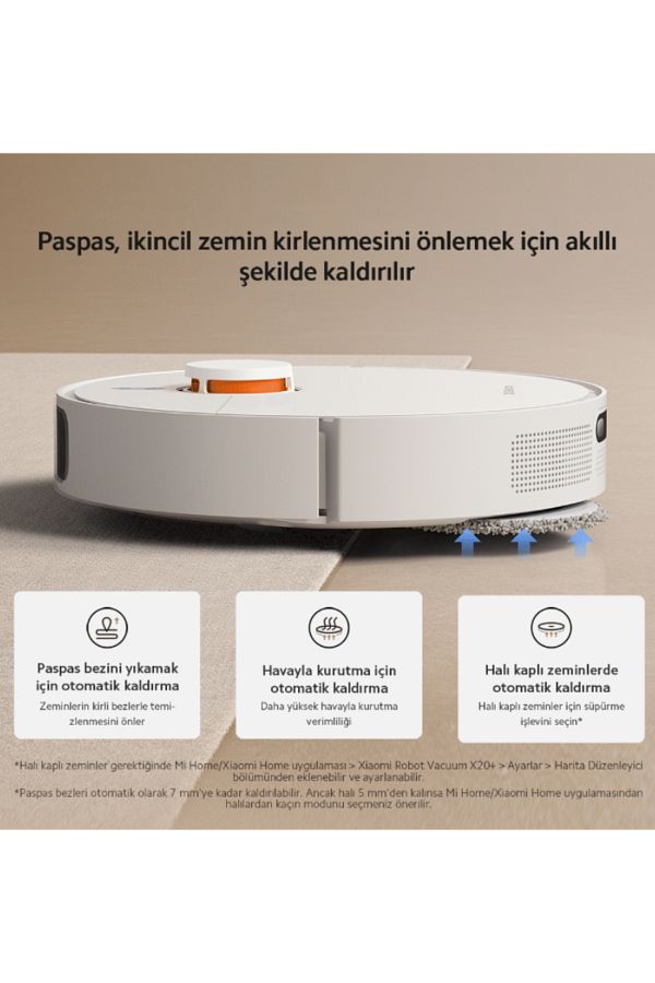 Xiaomi 6000PA Otomatik Paspas Yıkama ve Halı Tanıma Özellikli Çöp İstasyonlu Akıllı Robot Süpürge - Görsel 2